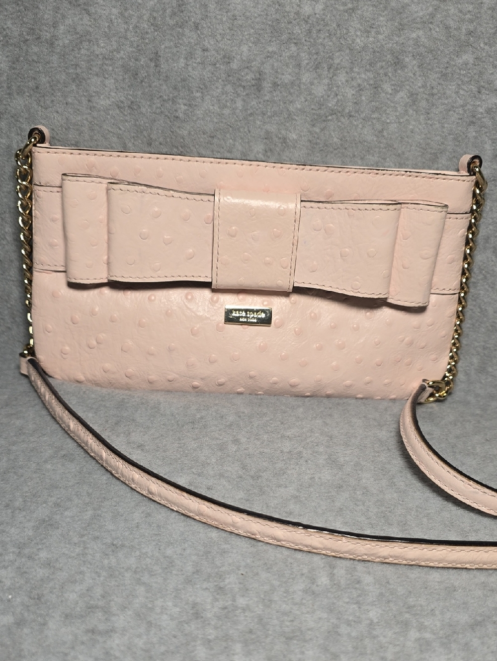 kate spade Charm City Presley Crossbody Bag in Pastel Pink Ostrich Embossed